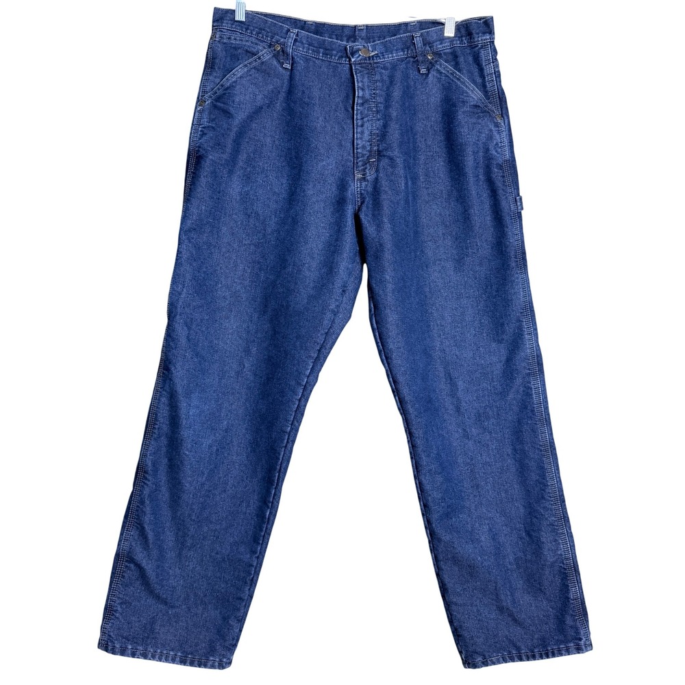 Wrangler Fleece Lined Carpenter Jeans 36x32 Blue Workwear Rugged Outdoor Winter
